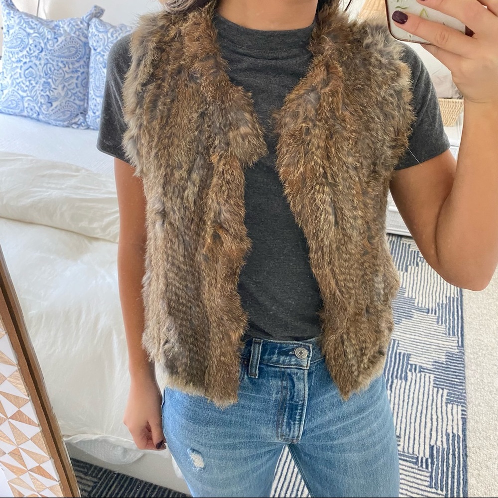 525 America Real Rabbit Fur Vest Small